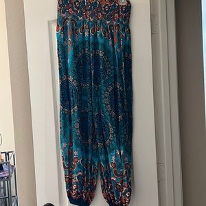 Gypsy /Hippie Mexicali Blues One Size Teal paisley pants